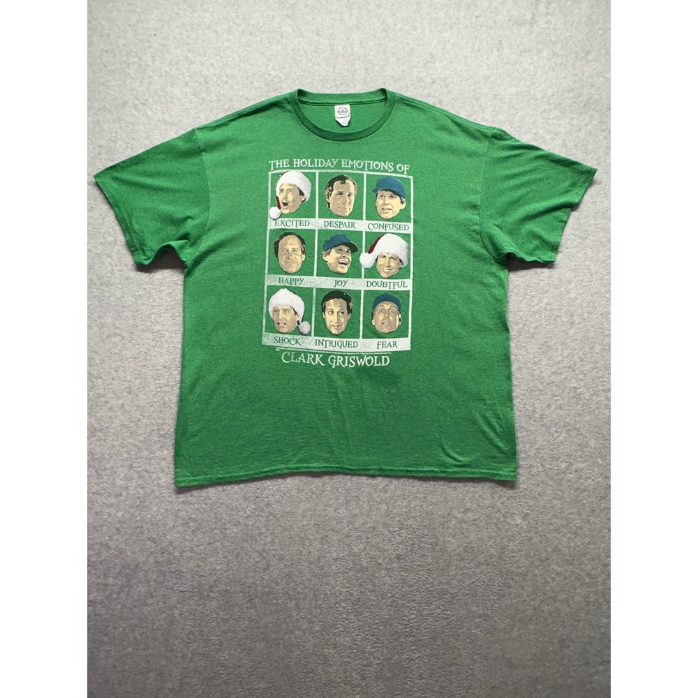 National Lampoon Christmas Vacation Clark Griswold Emotions Green T-Shirt 2XL
